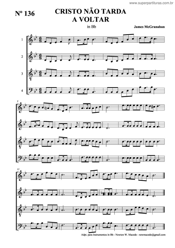 Partitura da música Cristo Não Tarda A Voltar v.2