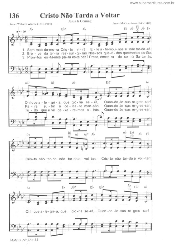 Partitura da música Cristo Não Tarda A Voltar