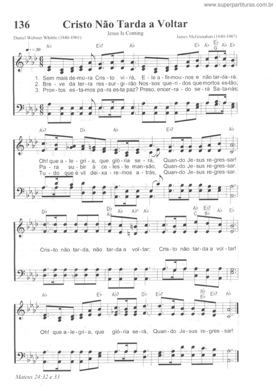 Partitura da música Cristo Não Tarda A Voltar