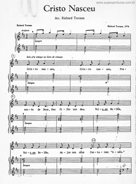 Partitura da música Cristo Nasceu 1