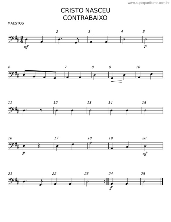 Partitura da música Cristo Nasceu