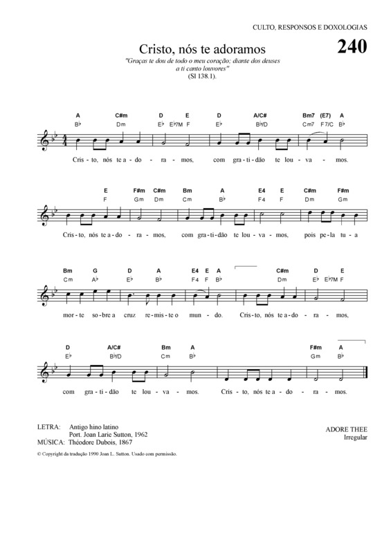 Partitura da música Cristo Nós Te Adoramos