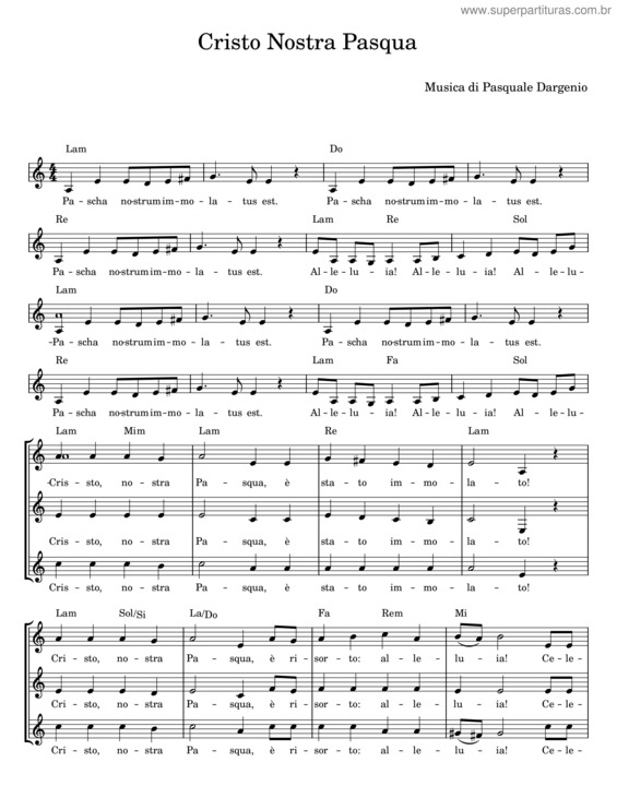 Partitura da música Cristo Nostra Pasqua – Pasquale Dargenio