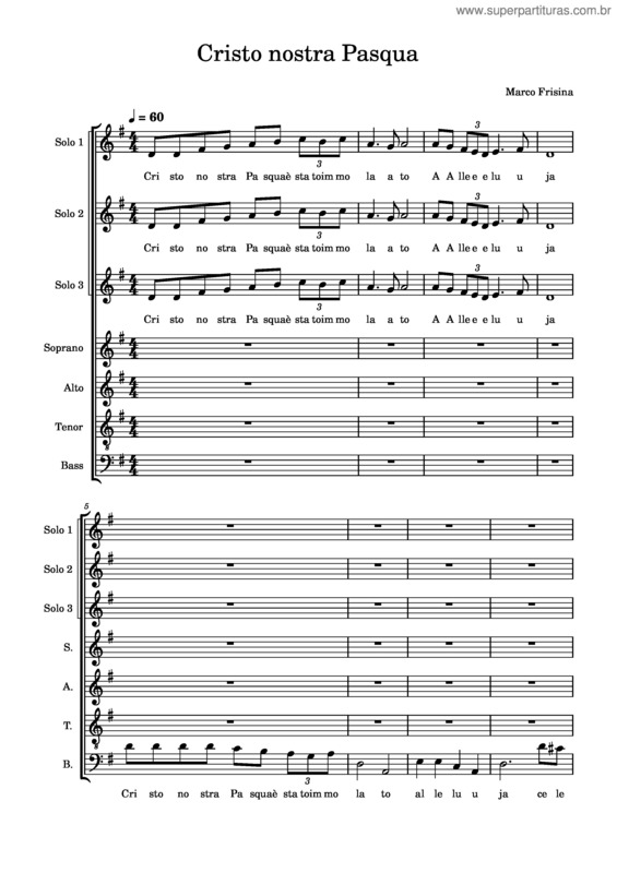 Partitura da música Cristo Nostra Pasqua Bassi