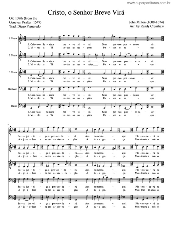 Partitura da música Cristo O Senhor Breve Virá