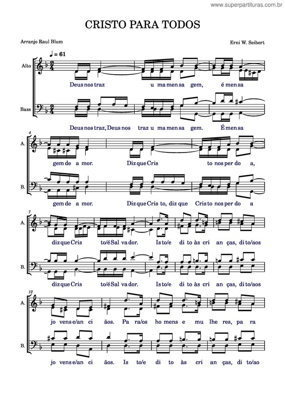 Partitura da música Cristo Para Todos