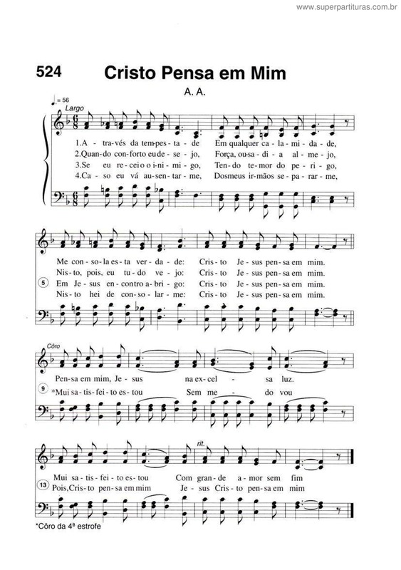 Partitura da música Cristo Pensa Em Mim