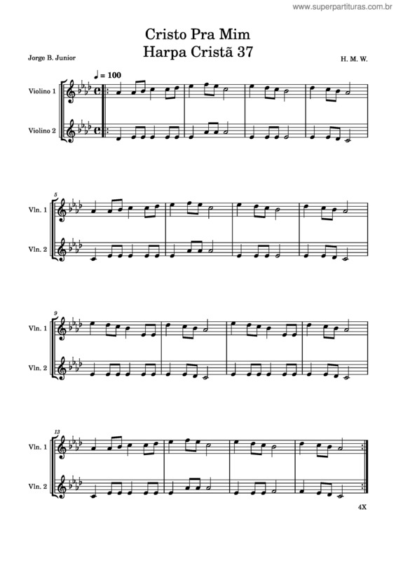 Partitura da música Cristo Pra Mim Harpa Cristã 37