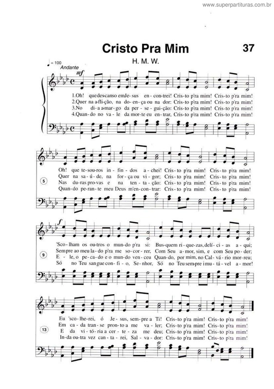 Partitura da música Cristo Pra Mim v.2