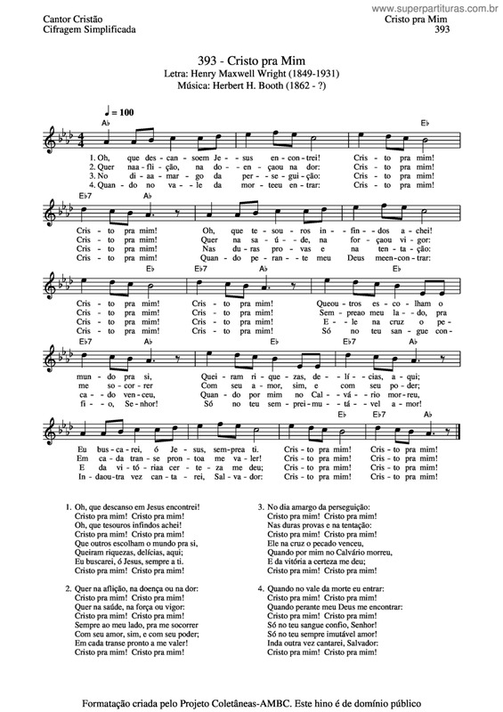 Partitura da música Cristo Pra Mim