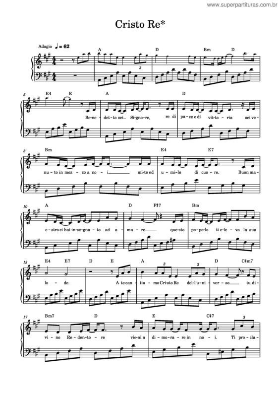 Partitura da música Cristo Re – Nicola Montuori