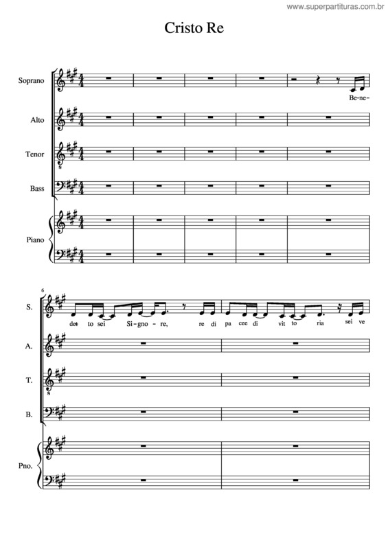 Partitura da música Cristo Re