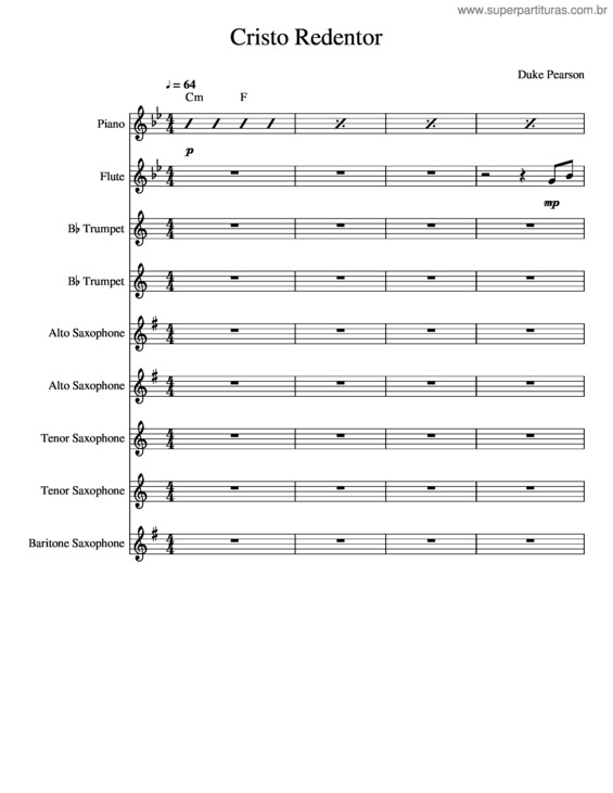 Partitura da música Cristo Redentor