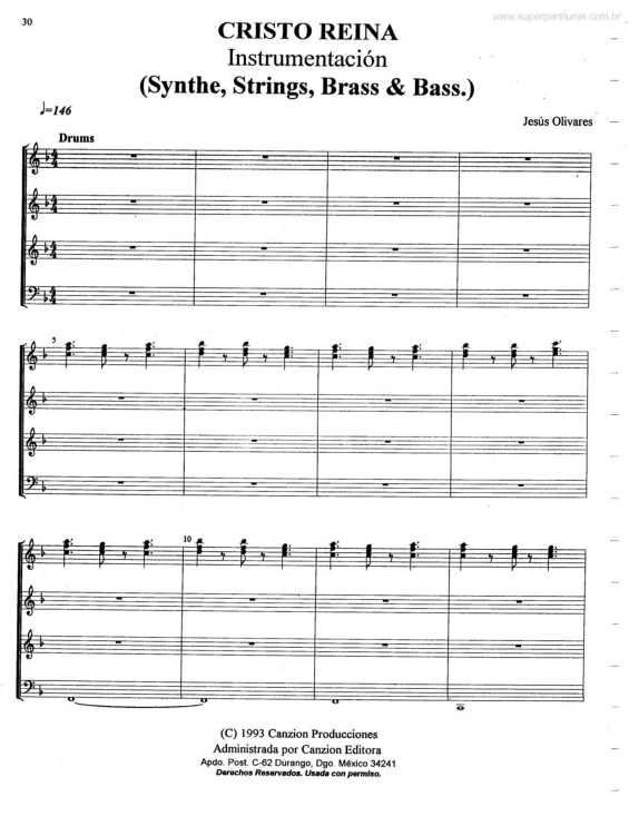 Partitura da música Cristo Reina