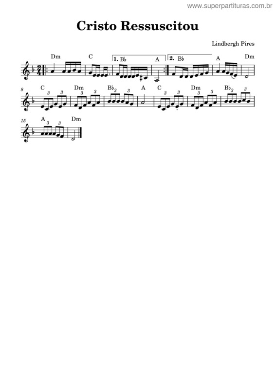 Partitura da música Cristo Ressuscitou – Lindbergh Pires