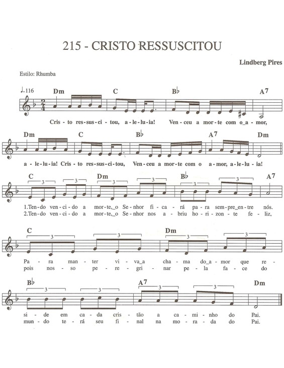 Partitura da música Cristo Ressuscitou