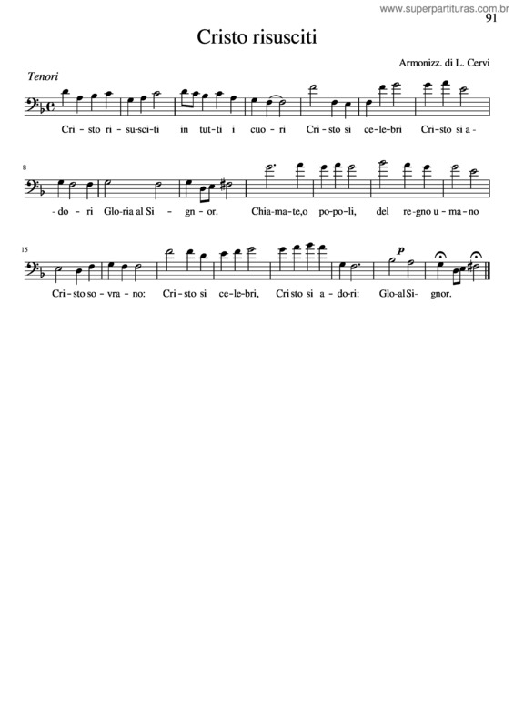 Partitura da música Cristo Risusciti v.3