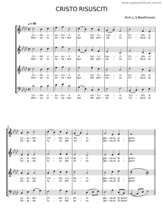 Partitura da música Cristo Risusciti v.5