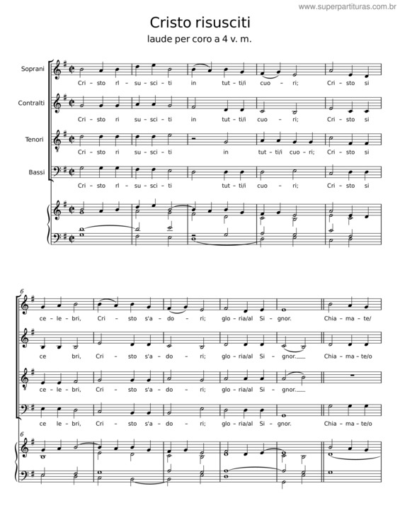 Partitura da música Cristo Risusciti v.6