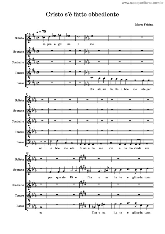 Partitura da música Cristo S`È Fatto Obbediente Bassi