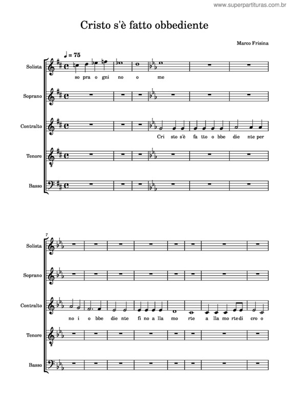 Partitura da música Cristo S`È Fatto Obbediente Contralti