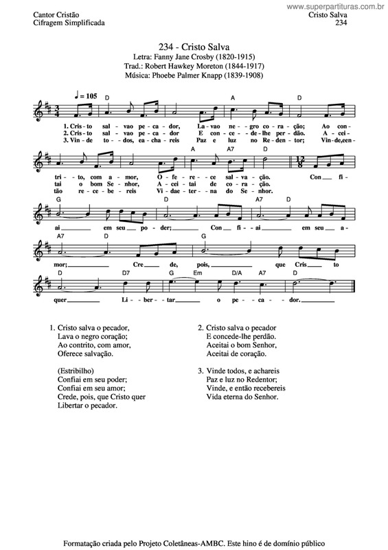 Partitura da música Cristo Salva v.2