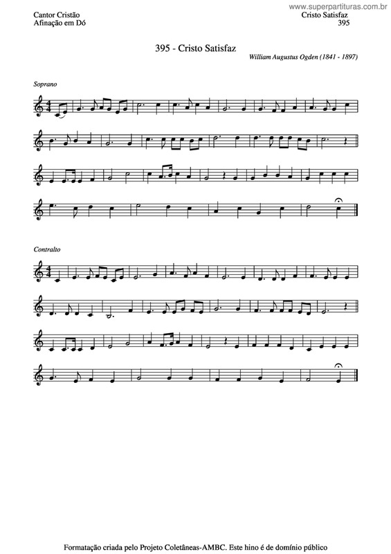 Partitura da música Cristo Satisfaz v.2