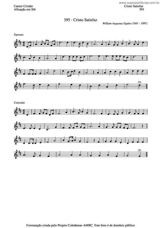 Partitura da música Cristo Satisfaz v.3