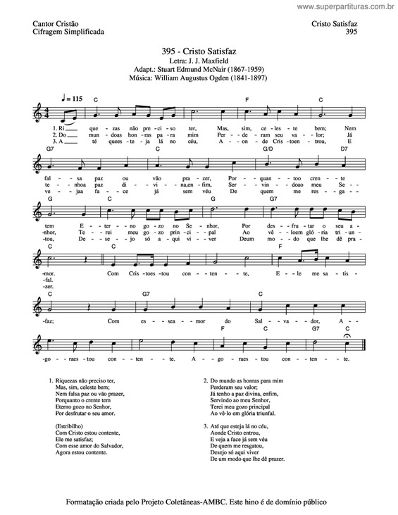 Partitura da música Cristo Satisfaz