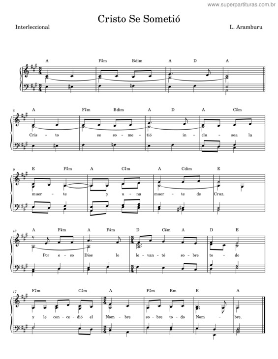 Partitura da música Cristo Se Sometió