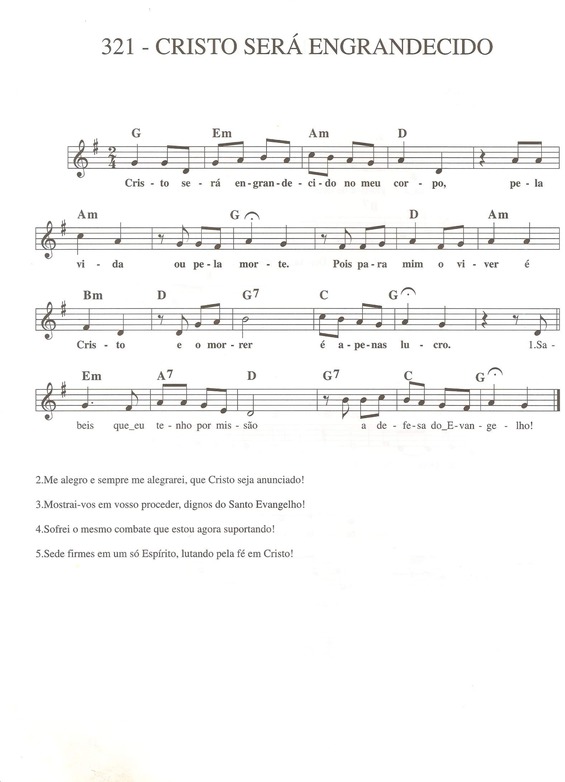 Partitura da música Cristo Será Engrandecido