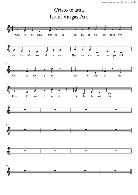 Partitura da música Cristo Te Ama Israel Vargas Aro3