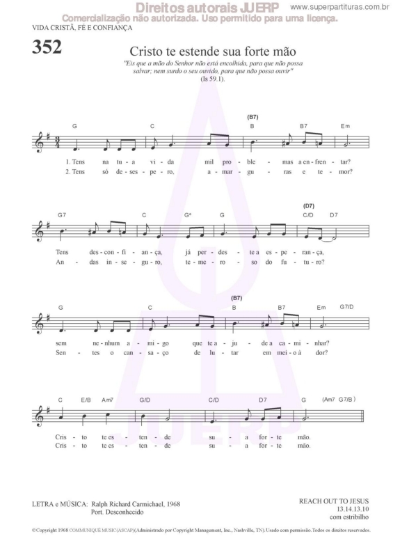 Partitura da música Cristo Te Estende Sua Forte Mão - 352 HCC