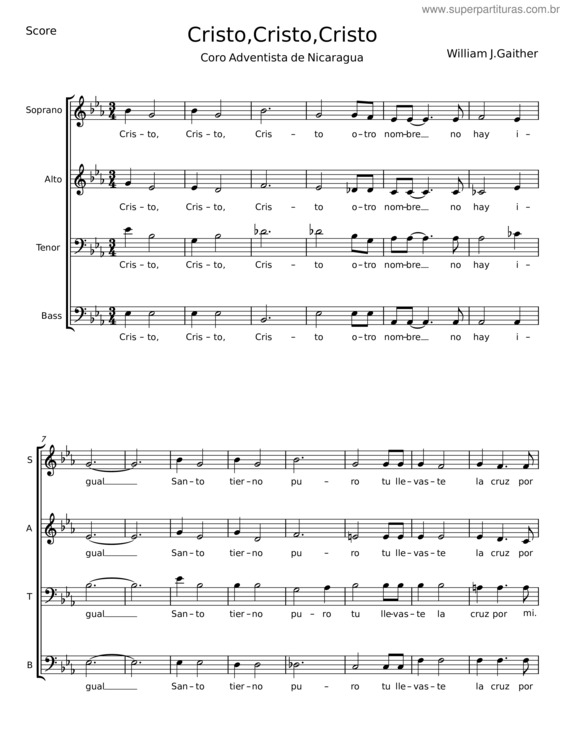 Partitura da música Cristo Tocou–Me – William J. Gaither