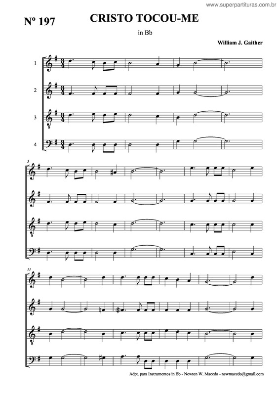 Partitura da música Cristo Tocou-Me v.3