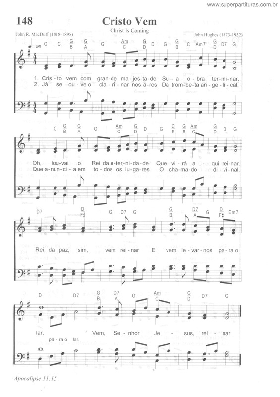 Partitura da música Cristo Vem