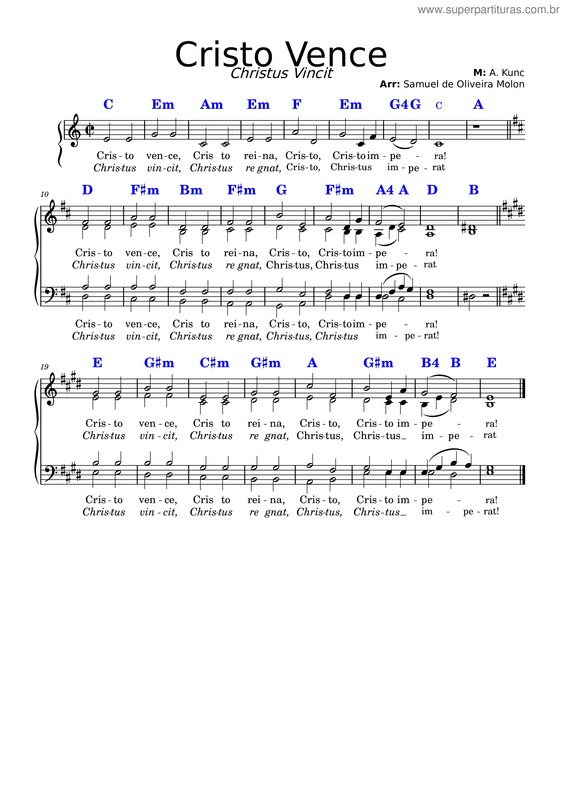 Partitura da música Cristo Vence