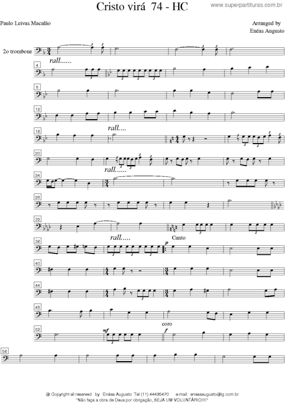 Partitura da música Cristo Virá - 74 HC v.10