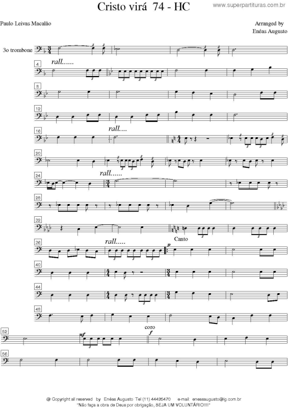 Partitura da música Cristo Virá - 74 HC v.11