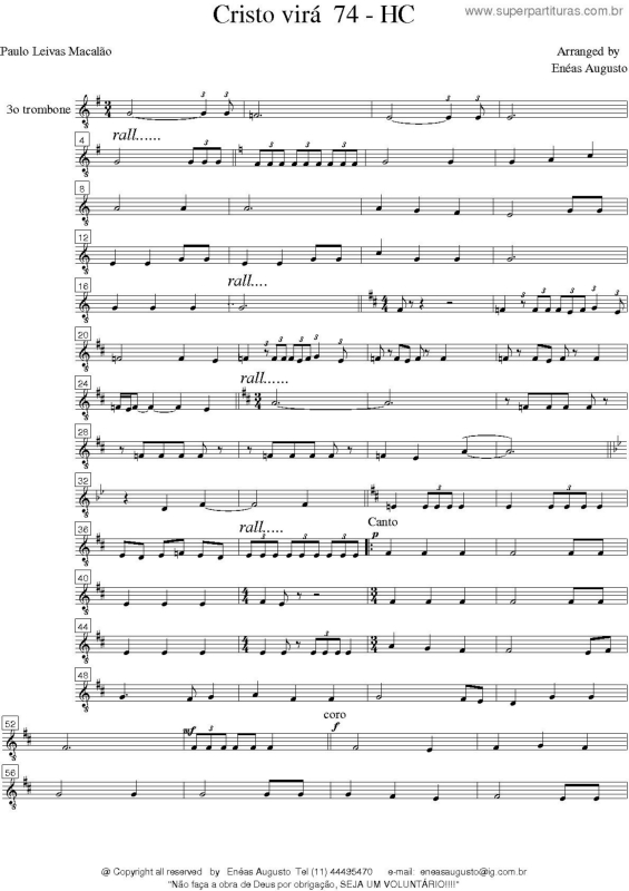 Partitura da música Cristo Virá - 74 HC v.12