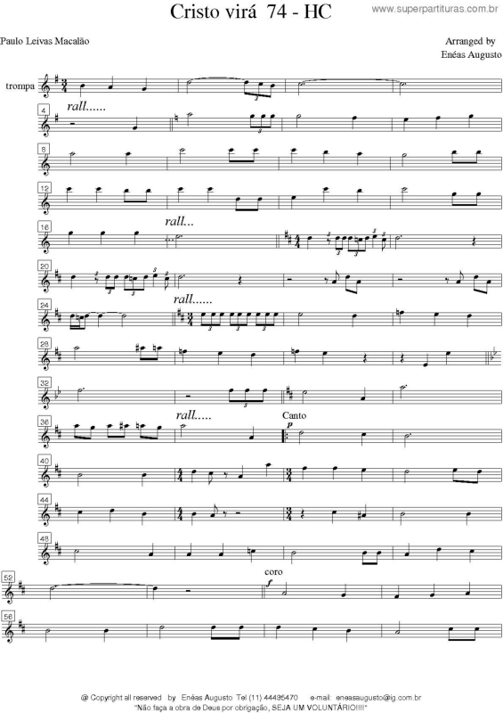 Partitura da música Cristo Virá - 74 HC v.13