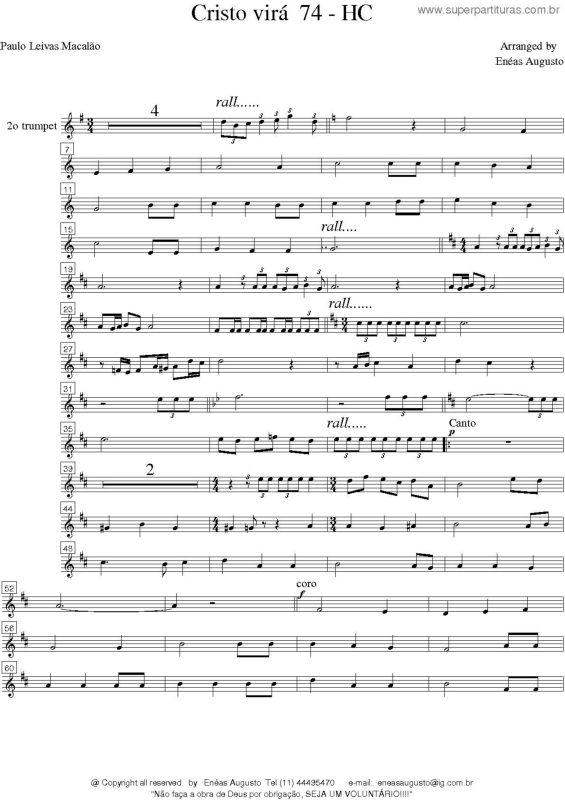 Partitura da música Cristo Virá - 74 HC v.14