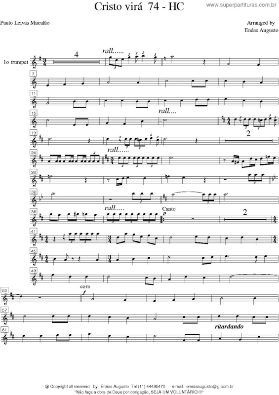 Partitura da música Cristo Virá - 74 HC v.15
