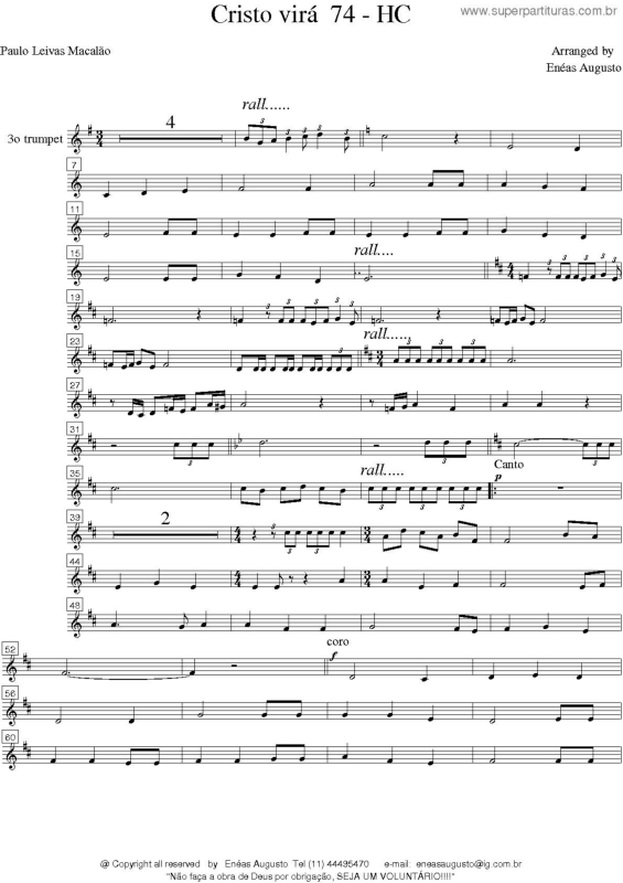 Partitura da música Cristo Virá - 74 HC v.16