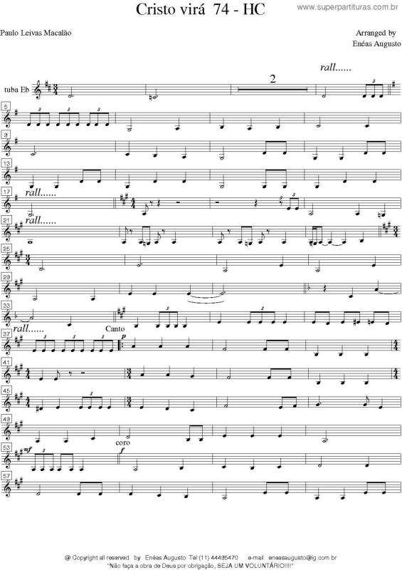 Partitura da música Cristo Virá - 74 HC v.17