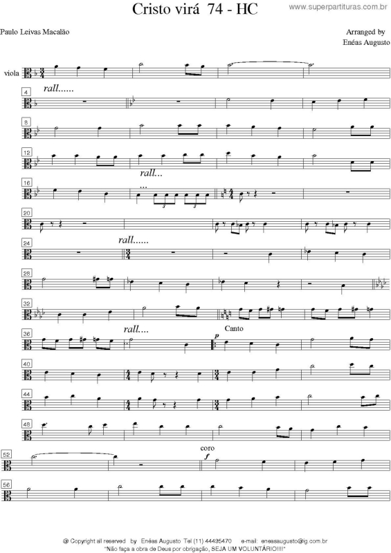 Partitura da música Cristo Virá - 74 HC v.18