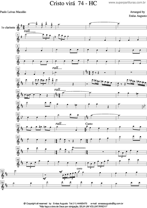 Partitura da música Cristo Virá - 74 HC v.3