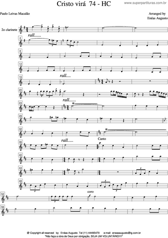 Partitura da música Cristo Virá - 74 HC v.4