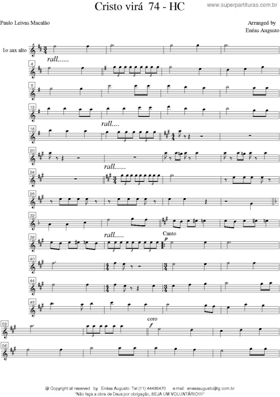 Partitura da música Cristo Virá - 74 HC v.5