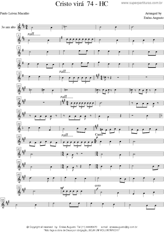 Partitura da música Cristo Virá - 74 HC v.6